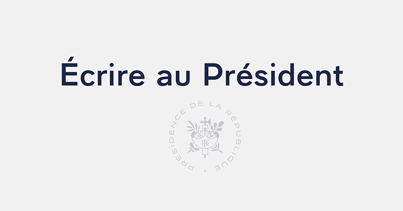 Vignette d'annonce sur le site web de l'Elysee Ecrire au Président